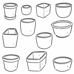 vector set of pots