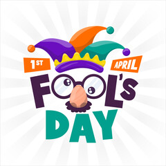 April Fools Day lettering text for greeting card. Isolated on white illustration