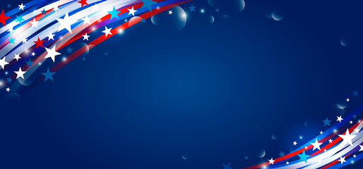 Abstract USA background design of line gradient and star 4th of july independence day vector illustration - 491792535