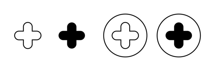 Obraz premium Plus Icons set. Add plus sign and symbol