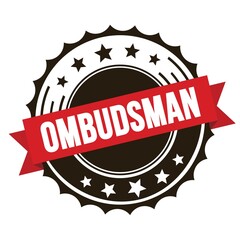 Obraz premium OMBUDSMAN text on red brown ribbon stamp.