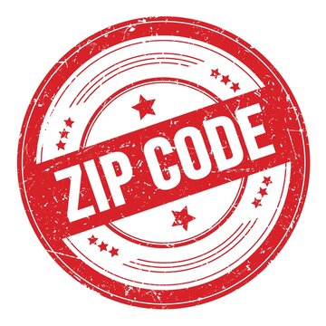 ZIP CODE text on red round grungy stamp.