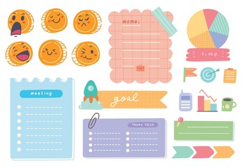 Cute business journal and planner design vector illustration - obrazy, fototapety, plakaty