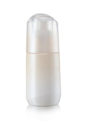 Face cream spray emulsion container on white background.