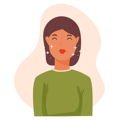 A young girl takes care of her skin. Cosmetics. Daily care. For your design