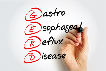 GERD - Gastroesophageal Reflux Disease acronym with marker, medical concept background