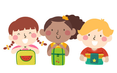 Kids Students Lunch Box Illustration