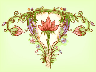 Uterus Flower Design Concept Illustration - 491797146