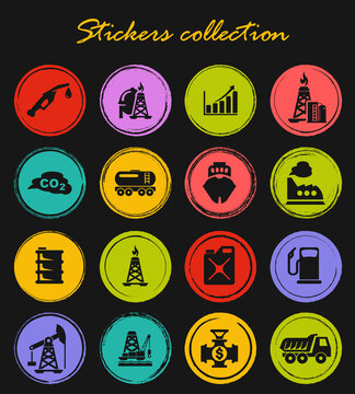 Extraction of oil icons set
