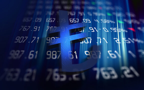Stock Market Screen with Turkish Lira Sign