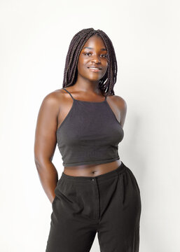  Beauty portrait of happy young african american woman