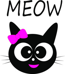 cat with bow vector illustration