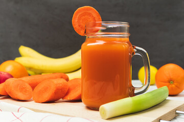 Fresh and healthy vegetable juice in a glass