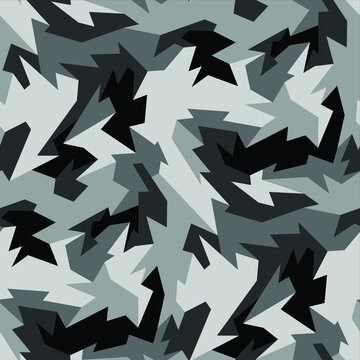 Geometric camouflage seamless pattern. Abstract modern polygon camo texture for army and hunting fabric print. Vector illustration.
