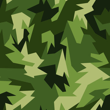 Geometric camouflage seamless pattern. Abstract modern polygon camo texture for army and hunting fabric print. Vector illustration.