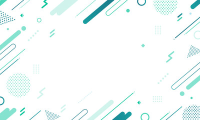 【緑・黄緑系】幾何学模様背景・メンフィスのフレームパターン素材