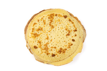 top view of a pancake isolated on a white background