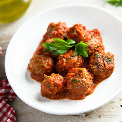 Homemade meatballs with tomato sauce