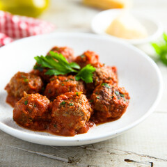 Homemade meatballs with tomato sauce