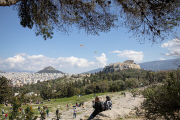 Kite flight in Athens on Clear Monday