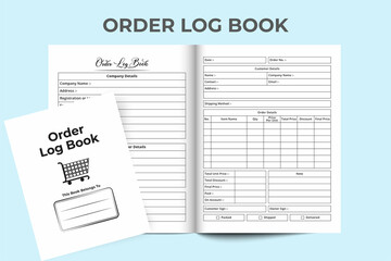 Obraz premium Order log book KDP interior. Business purpose notebook template. KDP interior journal. Business Order tracker notebook and payment checker interior. Order quantity and shipment checker KDP interior.