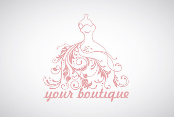 Bridal Wear Boutique Wedding Gown Sexy Dress Fashion Logo Design Template Vector Illustration