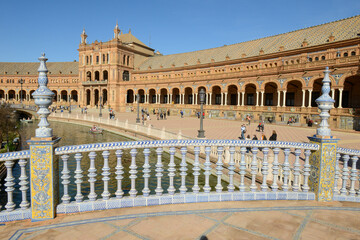 Naklejka premium Espana square at Seville on Andalusia in Spain