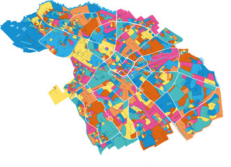 Aylesbury, England colorful high resolution art map
