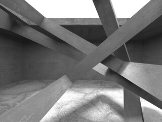 Fototapeta premium Dark Concrete Wall Architecture. Empty Room