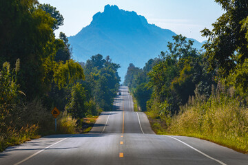 View of road over top of mountain at Lampang, Thailand - 491809326