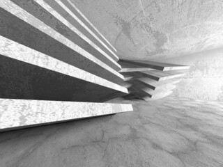 Dark Concrete Wall Architecture. Empty Room