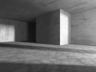 Dark Concrete Wall Architecture. Empty Room
