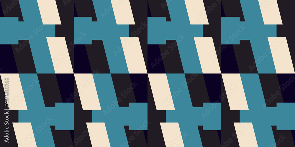 Poster Modern vector abstract  geometric background with rectangles and squares  in retro scandinavian style. Pastel colored simple shapes graphic diagonal pattern. Abstract mosaic artwork.