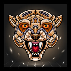Cheetah head mecha mascot. esport logo design