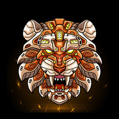 Tiger head mecha mascot. esport logo design © REYYARTS