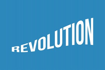 Revolution typography text vector design on blue background.
