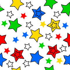 colorful stars on white background, seamless vector pattern
