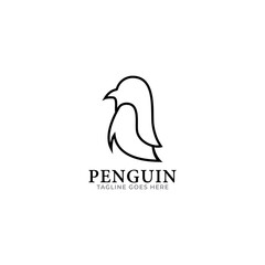 penguin art logo, happy penguin cartoon art logo