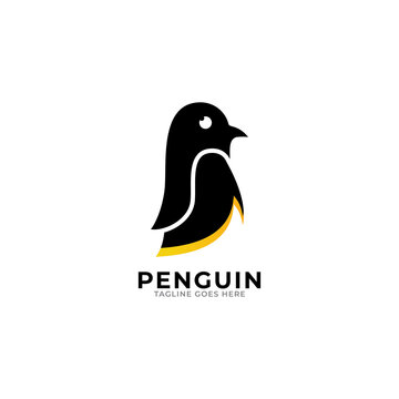 penguin art logo, happy penguin cartoon art logo