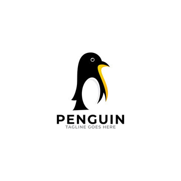 penguin art logo, happy penguin cartoon art logo