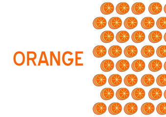 set of orange icons for your design, background of oranges for greengrocery