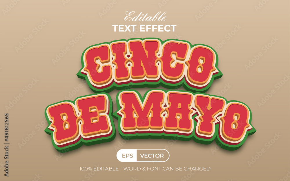 Poster cinco de mayo text effect style. editable text effect.