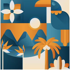 Geo neo tropics Abstract Tucan Palm 