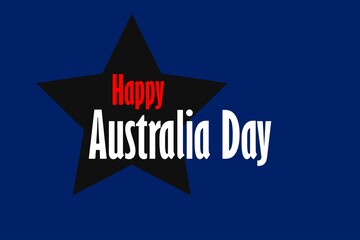 Happy Australia Day on Star shape vector illustration. Red, Blue, and White conceptual design.