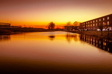 sunset over the river