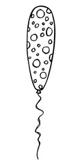Hand drawn flying balloon illustration isolated on a white background. Birthday party balloon doodle. Holiday clipart.