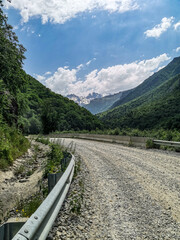 A mountain valley in the gorge of the Cherek-Balkar river in the vicinity of the Ushtulu tract. Caucasus 2021