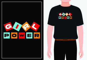 Girl Power T-Shirt Vector Design, Vector vintage T-Shirt of a girl power. Retro emblem for women boxing. Retro poster with text of a girl power