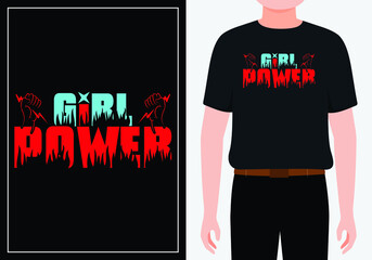 Girl Power T-Shirt Vector Design, Vector vintage T-Shirt of a girl power. Retro emblem for women boxing. Retro poster with text of a girl power
