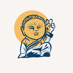 Peace illustration. hand drawn blue and yellow color. Vector for poster, card and social media.